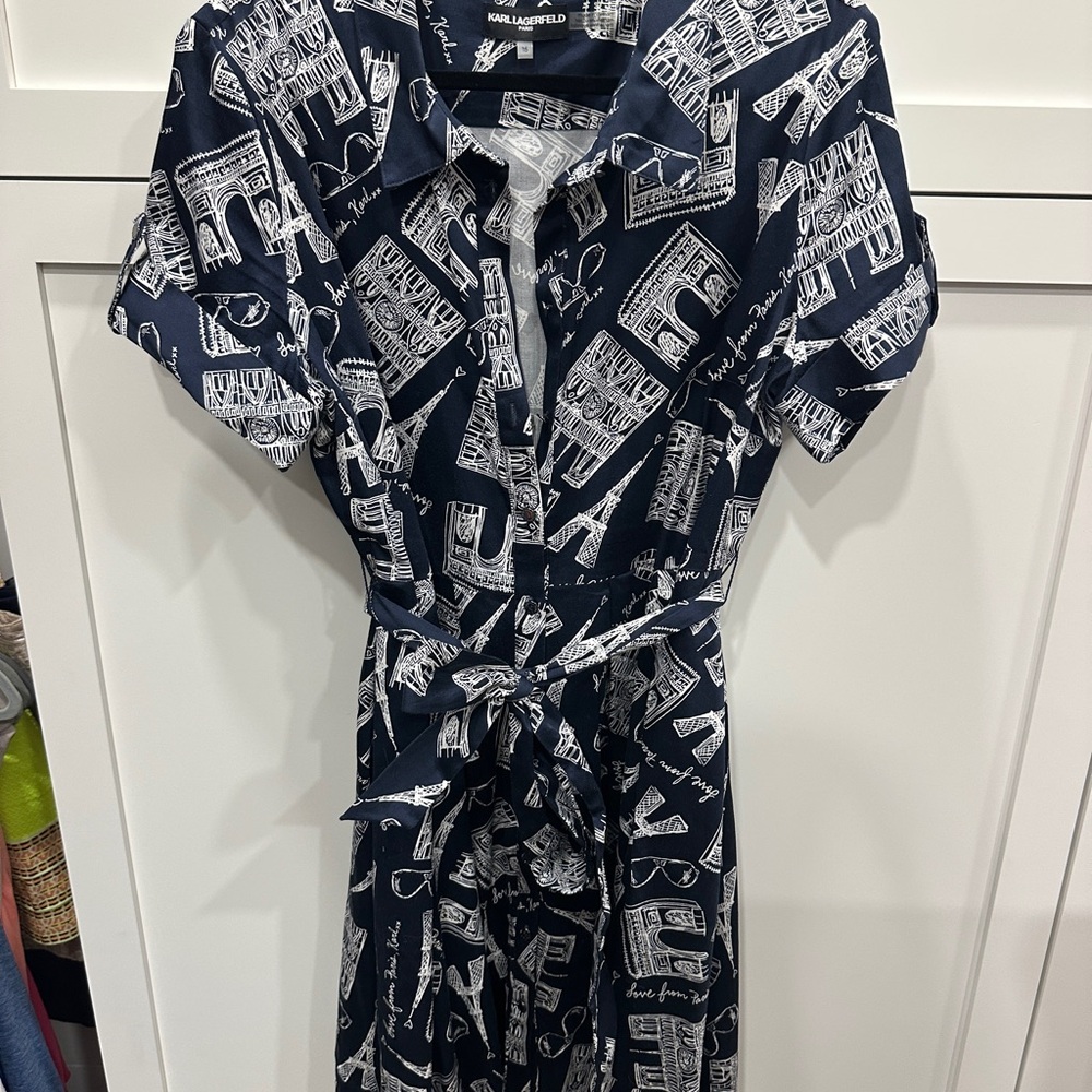 Karl Lagerfeld Navy Paris Themed Dress SZ 16